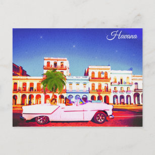Havana Cuba Watercolor Travel Postkarte
