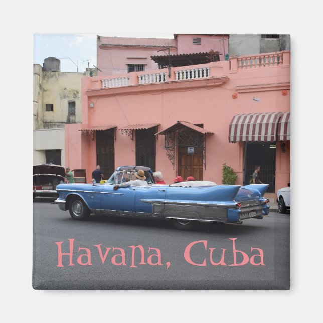 Havana Kuba Pink Gebäude Class ic Old Car Magnet (Vorne)