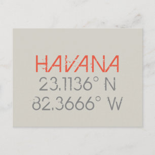 Havana Longitude Latitude Postkarte