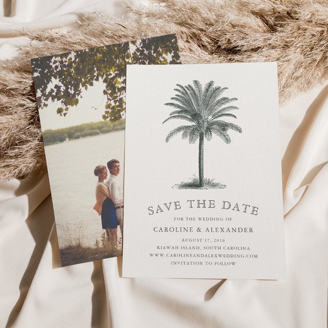 Havana Palm | Elegant Vintag tropisch Save The Date (Von Creator hochgeladen)
