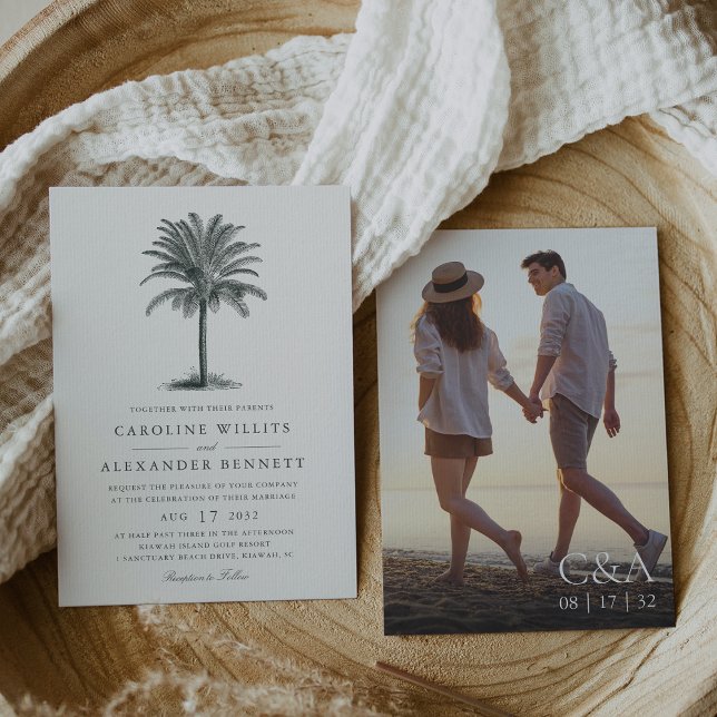 Havana Palm | Hochzeit des Vintagen Palmenbaums Fo Einladung (Von Creator hochgeladen)