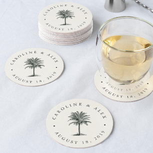 Havana Palm Hochzeit Runder Pappuntersetzer