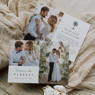 Havana Palm Vintage Palmenbaum Multi-Foto-Hochzeit Dankeskarte