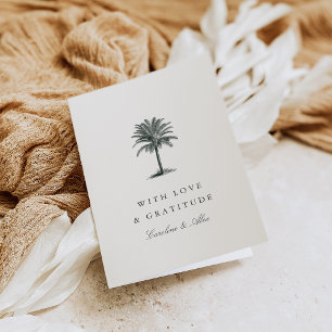 Havana-Palme Vintage-Palmbaum-Hochzeit Dankeskarte