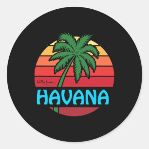 Havana Retro Sommer Palme Strand Kreuzfahrt Souven Runder Aufkleber