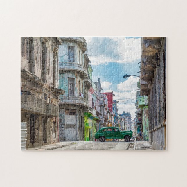 Havana Street Oldtimer Car Cuba Reisefotografie Puzzle (Horizontal)