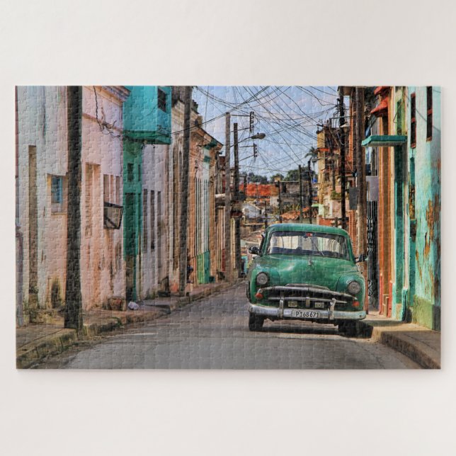 Havana Street Oldtimer Car Kuba Reisefotografie Puzzle (Horizontal)