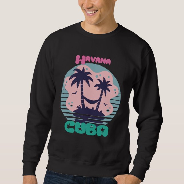 Havana Surfing Palm trees Cuba Vacation Ocean Sweatshirt (Vorderseite)