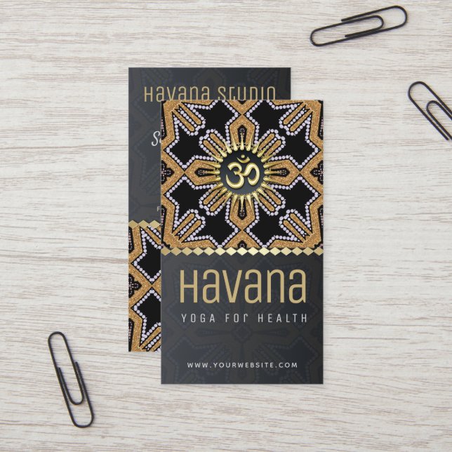 Havana Yoga Studio Black Gold Business Card Visitenkarte (Vorderseite/Rückseite Beispiel)