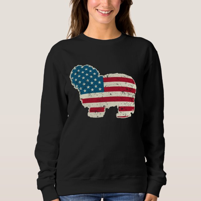 Havanese 4th of July Men Women USA American Flag D Sweatshirt (Vorderseite)