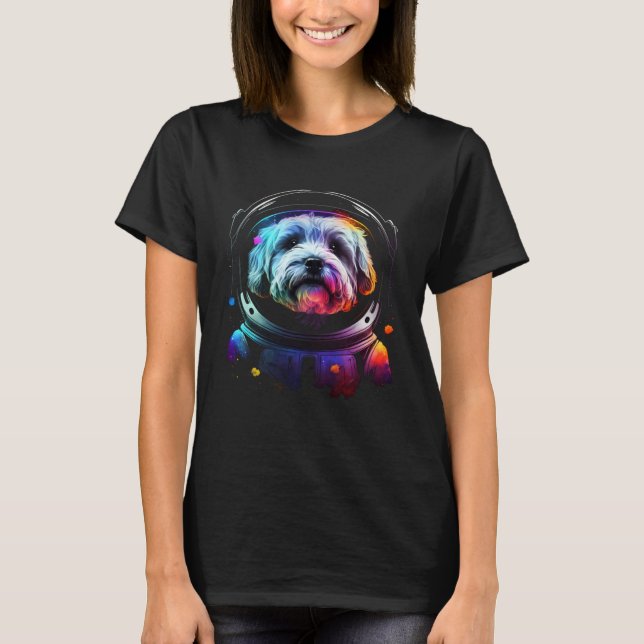Havanese Astronaut Dog in Outer Space  Cosmic Grap T-Shirt (Vorderseite)