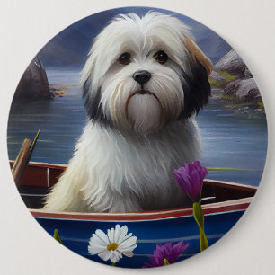 Havanese auf dem Paddle: Ein Landschaftliches Aben Button