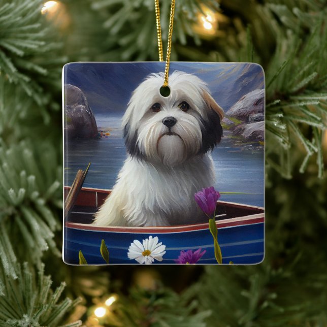 Havanese auf dem Paddle: Ein Landschaftliches Aben Keramikornament (Baum)