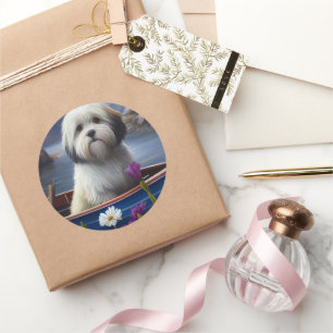 Havanese auf dem Paddle: Ein Landschaftliches Aben Runder Aufkleber