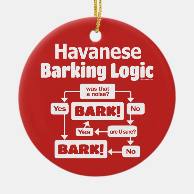 Havanese Barking Logic Keramik Ornament (Vorne)