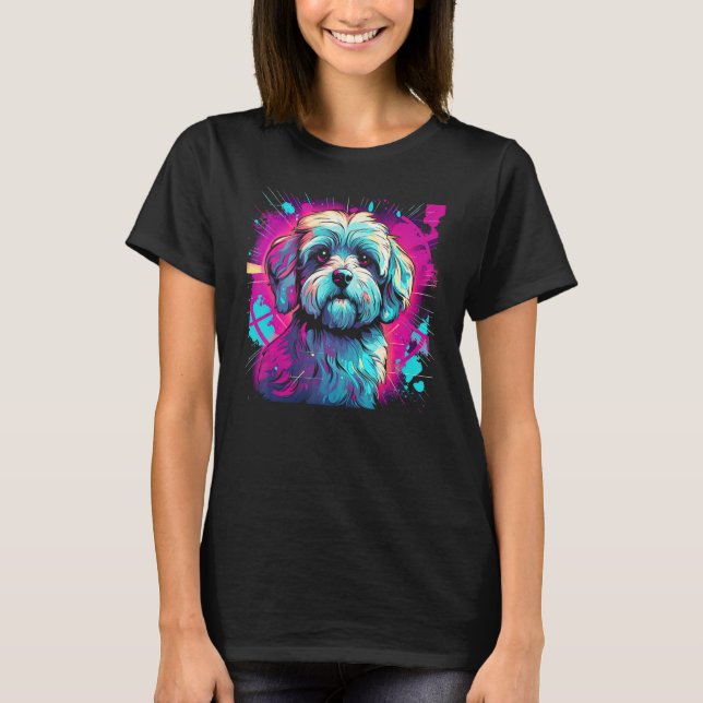 Havanese Bolonka Shih Tzu Lhasa Apso Dog 80er Retr T-Shirt (Vorderseite)