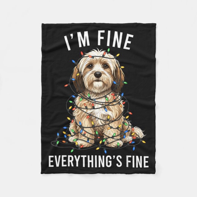 Havanese Christmas I'm Fine Everything Is Fine  Fleecedecke (Vorderseite)