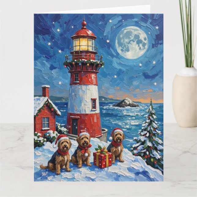 Havanese Christmas Lighthouse Holiday Karte (Vorderseite)