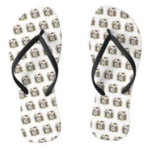 Havanese Christmas Wreath Festivals Flip Flops