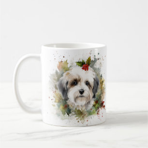 Havanese Christmas Wreath Festivals Kaffeetasse
