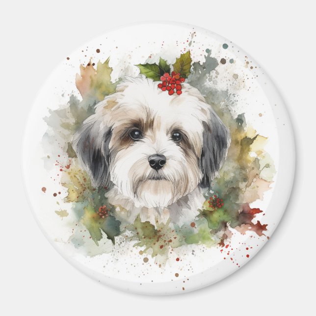 Havanese Christmas Wreath Festivals Magnet (Vorne)