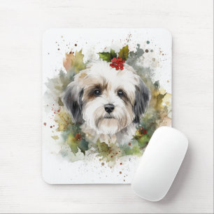 Havanese Christmas Wreath Festivals Mousepad
