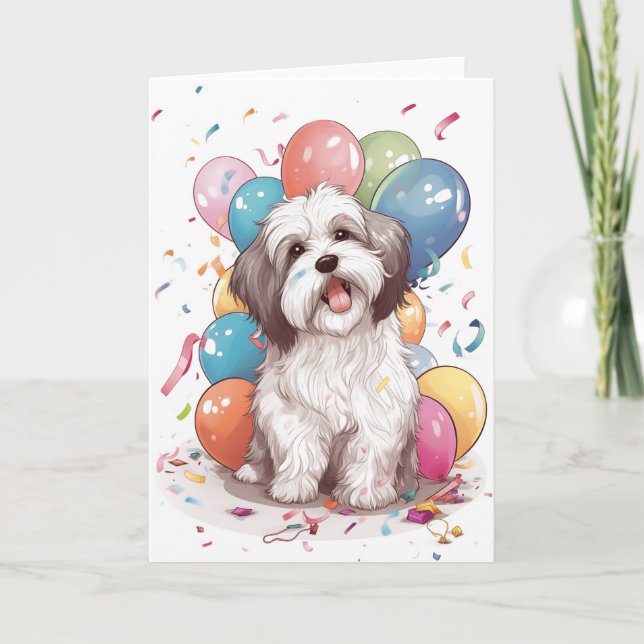 Havanese Dog Birthday Party Grußkarte Dankeskarte (Vorderseite)