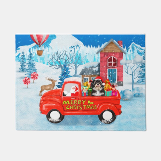 Havanese Dog Christmas Delivery LKW Schnee Fußmatte (Vorderseite)