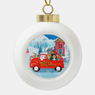 Havanese Dog Christmas Delivery LKW Schnee Keramik Kugel-Ornament