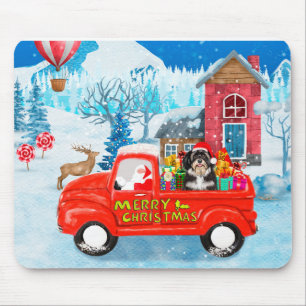 Havanese Dog Christmas Delivery LKW Schnee Mousepad