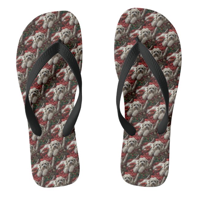 Havanese Dog Christmas Festival Flip Flops (Fußbett)