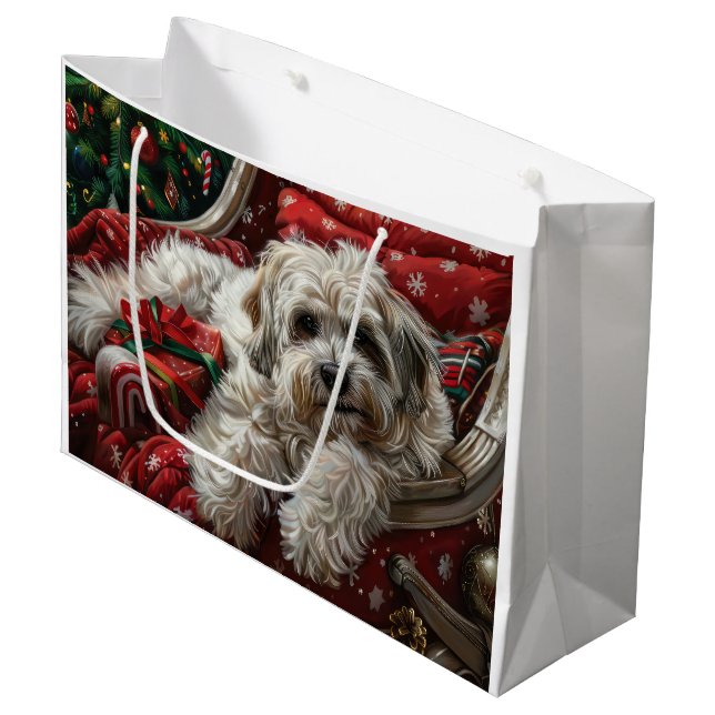 Havanese Dog Christmas Festival Große Geschenktüte (Vorderseite Schrägansicht)