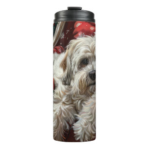 Havanese Dog Christmas Festival Thermosbecher