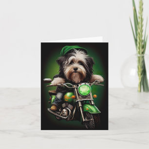 Havanese Dog Driving Bike St. Patrick's Day Karte