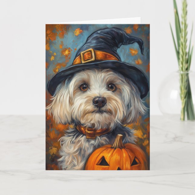 Havanese Dog Halloween Feiertagskarte (Vorderseite)