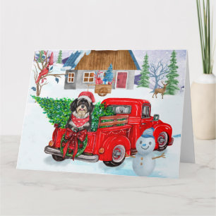 Havanese Dog in Christmas Delivery LKW Schnee Karte