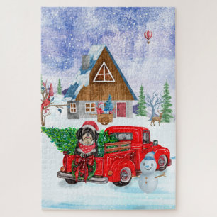 Havanese Dog in Christmas Delivery LKW Schnee Puzzle