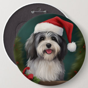 Havanese Dog in Schneeschweihnacht Button