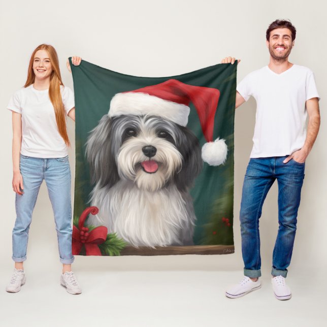 Havanese Dog in Schneeschweihnacht Fleecedecke (Beispiel)