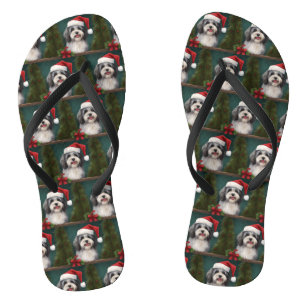 Havanese Dog in Schneeschweihnacht Flip Flops