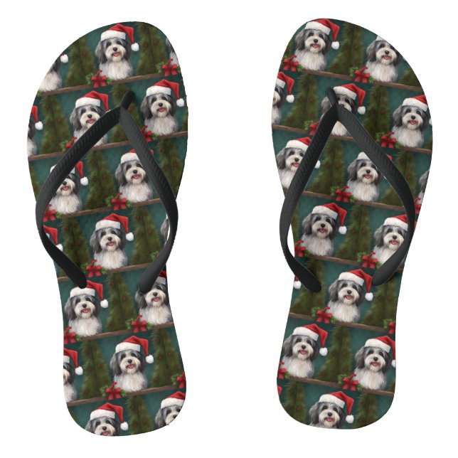 Havanese Dog in Schneeschweihnacht Flip Flops (Fußbett)