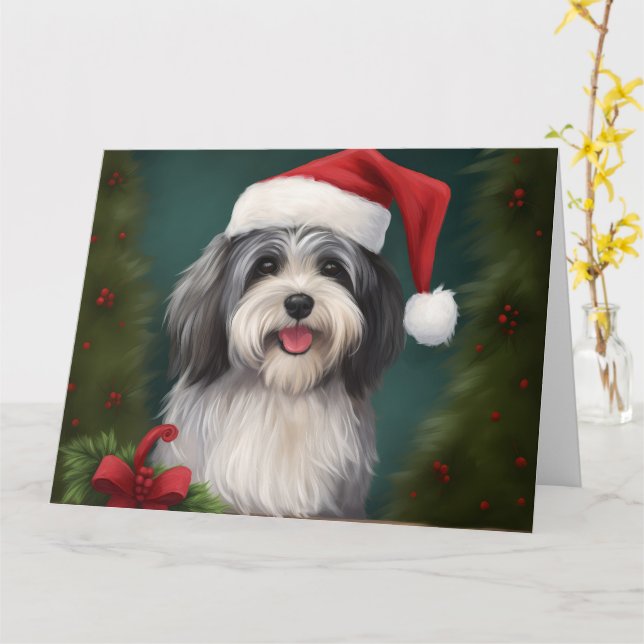 Havanese Dog in Schneeschweihnacht Karte (Gelbe Blume)