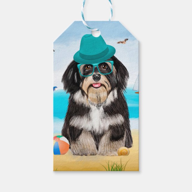 Havanese Dog on Beach Geschenkanhänger (Vorderseite)