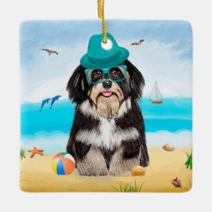 Havanese Dog on Beach Keramikornament