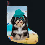 Havanese Dog on Beach Kleiner Weihnachtsstrumpf<br><div class="desc">Ein niedlicher Hund am Strand ist eine Geschenkidee für jemanden,  der diese Hundezucht Liebe.</div>
