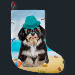 Havanese Dog on Beach Kleiner Weihnachtsstrumpf<br><div class="desc">Ein niedlicher Hund am Strand ist eine Geschenkidee für jemanden,  der diese Hundezucht Liebe.</div>