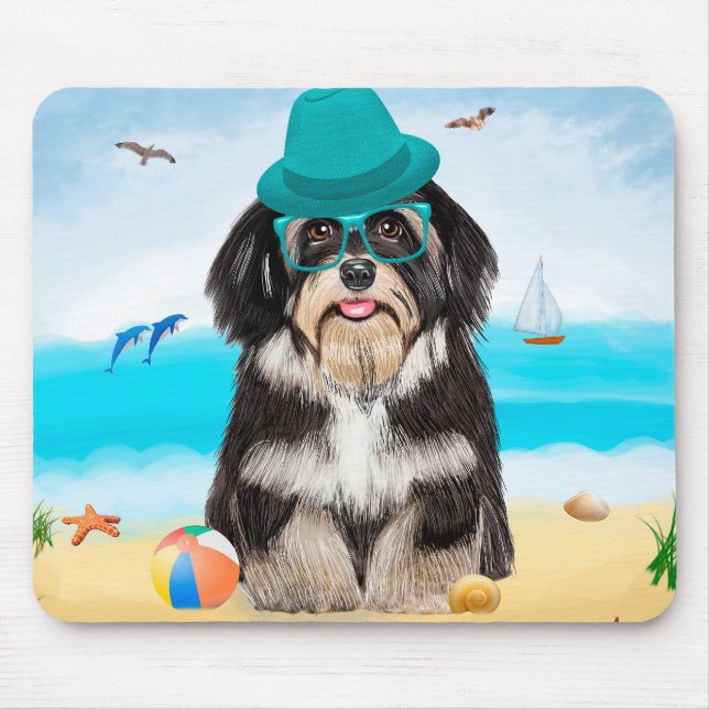 Havanese Dog on Beach Mousepad (Vorne)