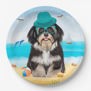 Havanese Dog on Beach Pappteller
