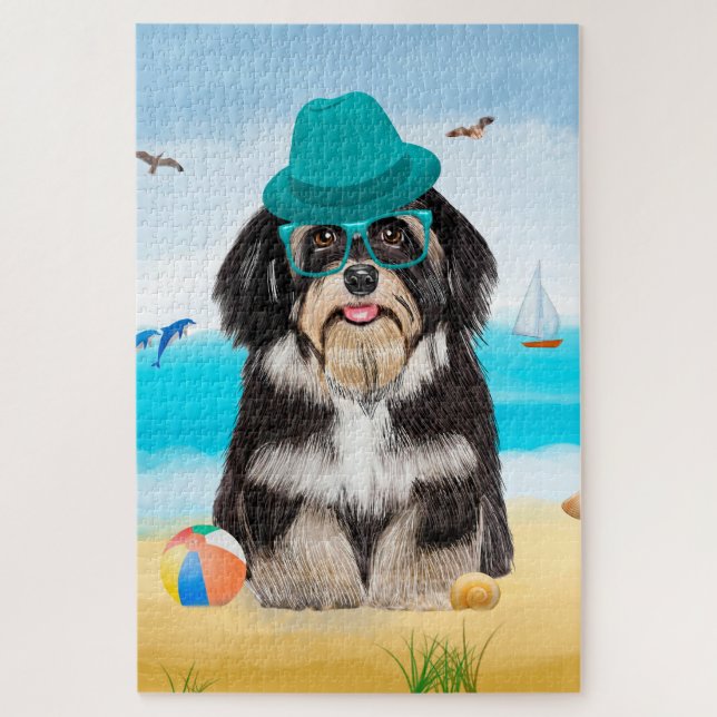 Havanese Dog on Beach Puzzle (Vertikal)