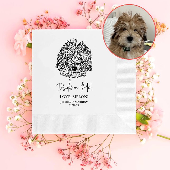 Havanese Dog Personalisiert Drinks on Me Serviette (Von Creator hochgeladen)